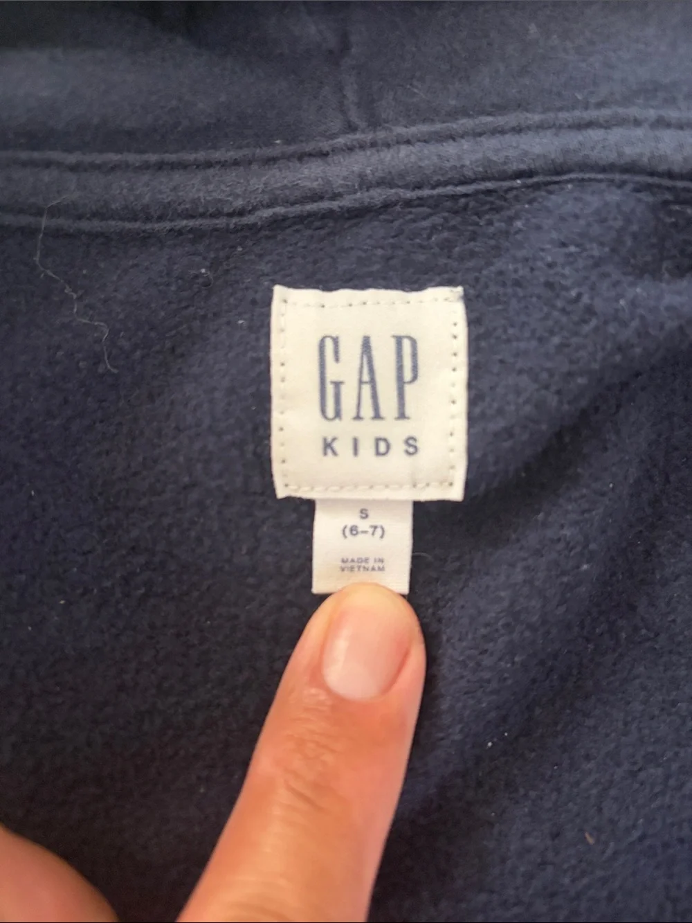 GAP Kids Navy Zip-Up Hoodie with Red & White Stripe Trim